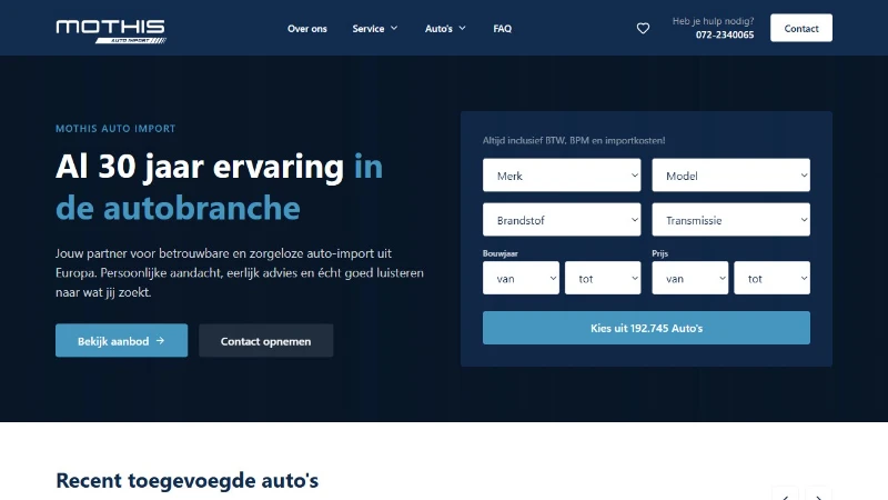 Mothis Auto Import website screenshot